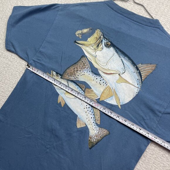 VTG Y2K Guy Harvey Original Fish Graphic T-Shirt Men's L Blue Single Pocket Tee - Picture 7 of 15